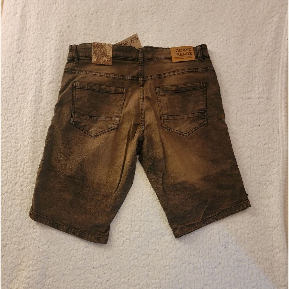 🆕️🩳Todayz Trendz Moto Denim Shorts, Sz 38 - Brown - Picture 3 of 4